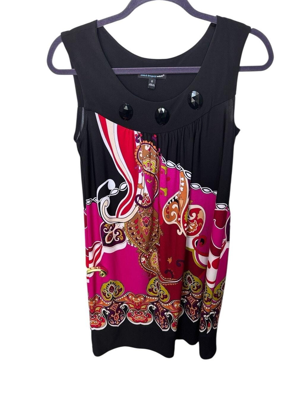 Saint Tropez West Size 6 Poly Spandex Summer Dress Sleeveless